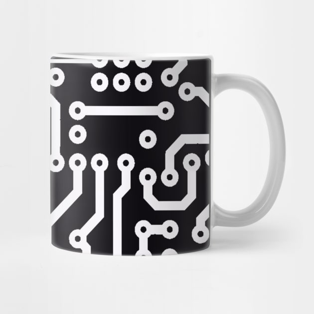 Computer Chip Circuit Tech Pattern - Black & White by softbluehum